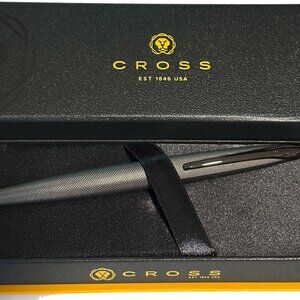 Cross ATX Ballpoint Pen In Luxury Gift Box Med. Point Sandblasted Titanium Gray